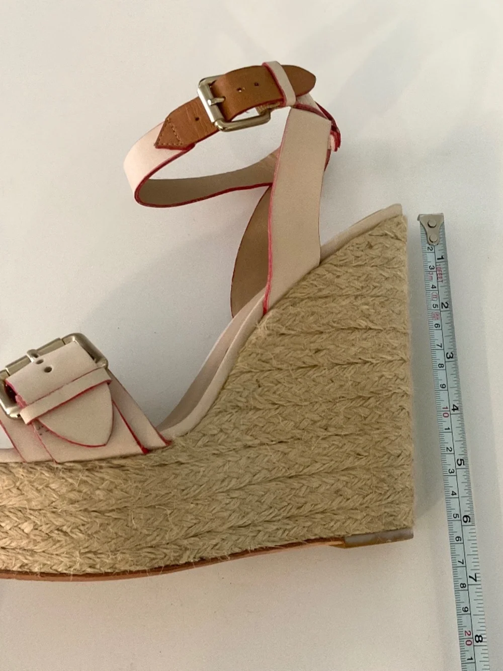 POUR LA VICTOIRE Jaclyn Espadrille Wedge Leather Sandals in Tan Size 10